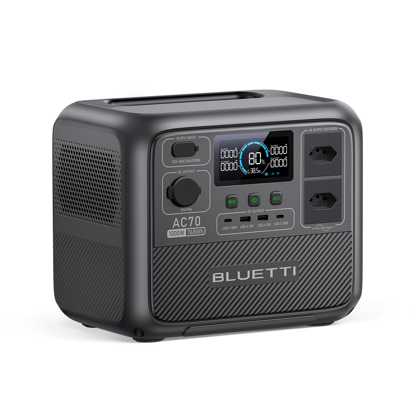 BLUETTI ポータブル電源 AC70 ・大容量768Wh AC1000W BLUETTI AC70 Estação de Energia Portátil, 768 Wh Bateria de